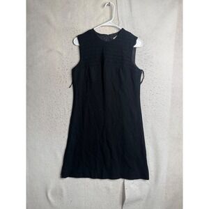 Vintage Gay Gibson Black Wool Blend Sleeveless Pintuck Shift Dress ILGWU Size 13